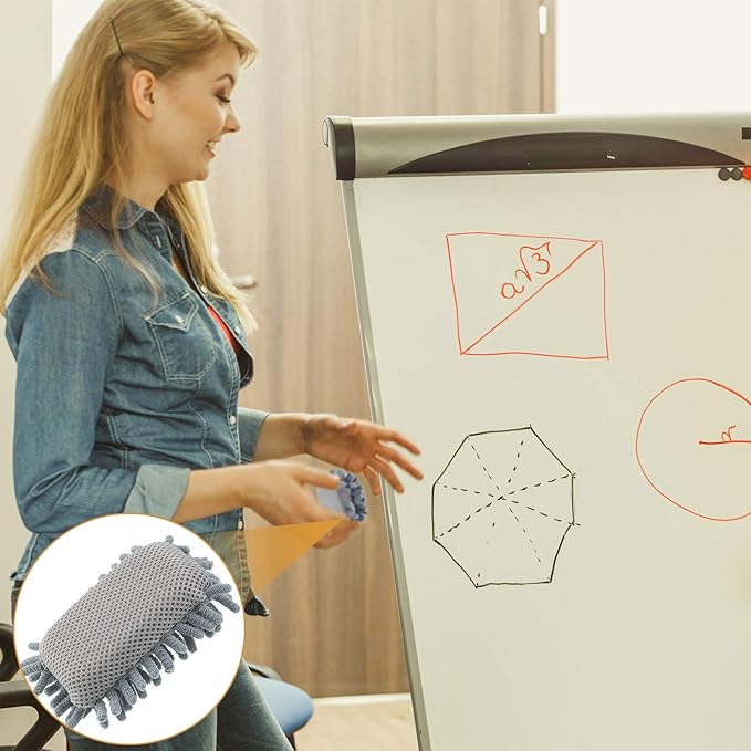 Zonon 4 Pieces Dry Erase Eraser Microfiber Shag Washable Whiteboard Eraser for Markers, Chalk, Classroom, Home and Office(Gray, Blue and Pink)