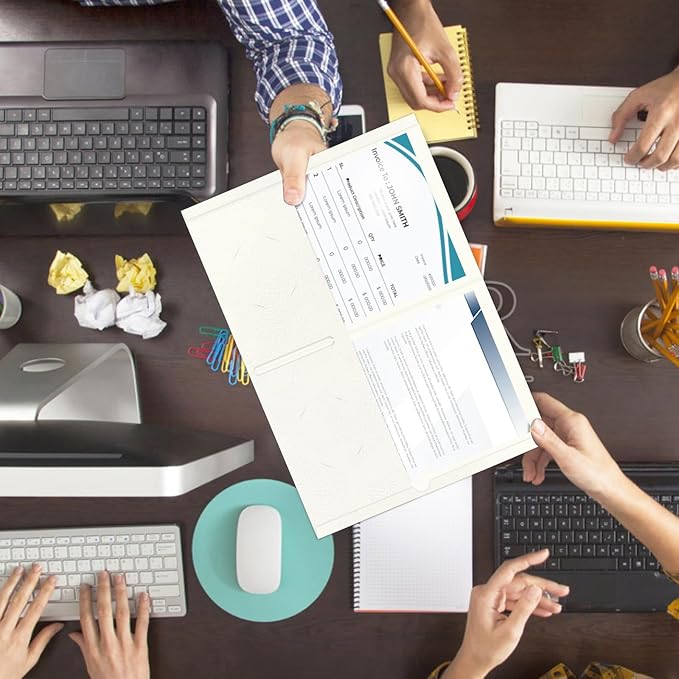 Two Pocket Folders, RAZCC 50 Pack 2 Pocket Folders Fit Letter Size Paper, Paper Folders with Pockets for School Office Business Home (White)