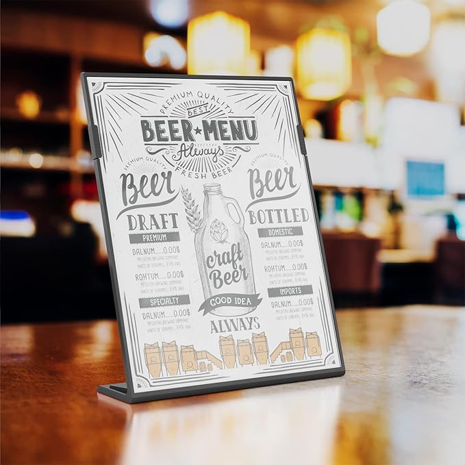 MaxGear Fall Resistant Acrylic Sign Holder 8.5 x 11 Inches 3 Pack, Slant Back Table Flyer Menu Display Stand, Heavy Duty Plastic Acrylic Sign Frame Paper Holder for Business, Store, Restaurant, Black