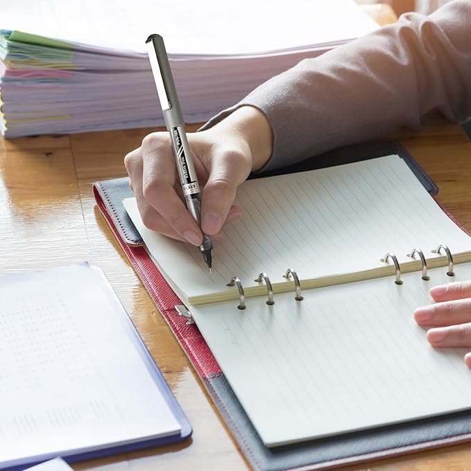 EYEYE Blue Pens Needle Tip 12 Pack Rollerball Pen 0.7mm Medium Point Quick Dry, Liquid Ink Pens Fine Point Smooth Writing Pen for Journaling, Note Taking, Office, School Supplies