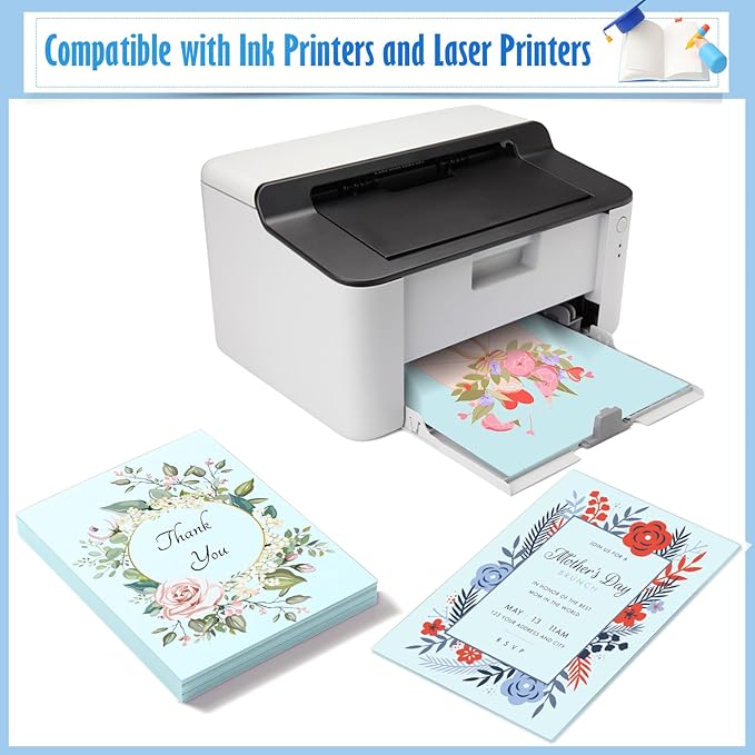 MixTeach 100 Sheets Light Blue Cardstock 8.5 x 11 Inch Thick Cardstock Paper, 250gsm/92lb Double Sided Light Blue Cardstock Printer Paper for Cards Making Crafts Scrapbook Invitations Drawing Printing