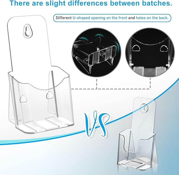 Brochure Holder 4x9 Inches Slant Back Design, Clear Display Stand, Plastic Table Stand Sign Holder,Pamphlet Holder Flyer Holder, Acrylic Display Stand, Acrylic Table Signs Plastic Paper Holder for Office, Home, Store, 4 Pack