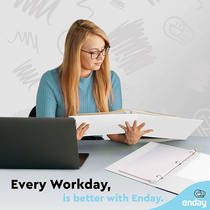 ½ Inch 3 Ring Binder .5 inch White Clear View Cover with 2 Inside Pockets, Colored School Supplies Office and Home Binders – by Enday