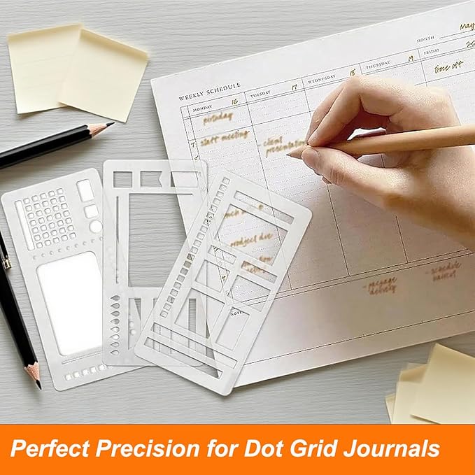 Handmade Flexible Record Template, Planner Stencil Set Compatible with Coils Discs and Rings, Flexible Drawing and Checklist Templates, Set of 3 Pack (A)