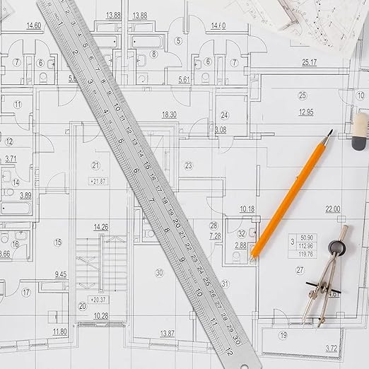 25 PCS 12 Inch Stainless Steel Ruler Bulk,Straight Edge Metal Rulers with Inch and Metric Scale for Measuring