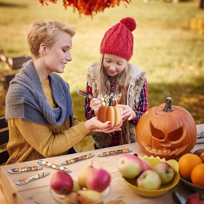 Thanksgiving Pens Set – Festive Fall-Themed Ballpoint Pens for Girls, Students, and Stationery Lovers – Smooth Writing Pens for Journaling, School, or Holiday Gifts – Autumn Harvest Design, 8 Pack