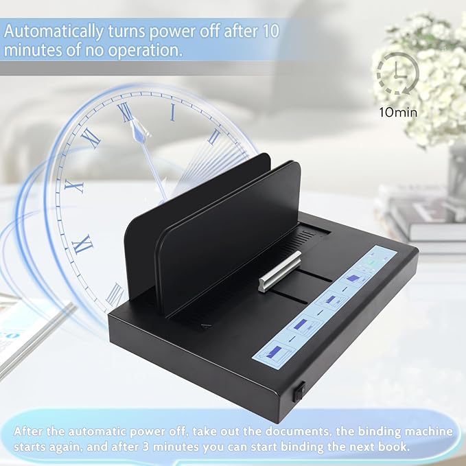 Thermal Binding Machine 500 Sheets Capacity Book Binding Material 110V Binding Machine A3(Short Edge)/A4/A5 Document Heat Binder with 10Pcs Covers (Black)