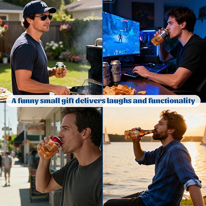 Funny Gifts for Dad from Daughter Son,Christmas Gifts for Grandpa Men,White Elephant Gifts for Adults,Mens Birthday Gag Cool Retirement Gifts for Him Husband,Leather Can Cooler Sleeve Holder for Soda