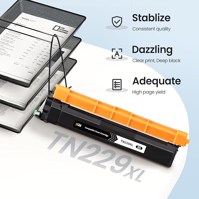 XJI Compatible Toner Cartridges Replacement for Brother TN229XL TN 229XL 229 229XXL TN229 XL TN229XXL High Yield Ink 4 Pack, for HL L3220CDW L3280CDW L3300CDW MFC L3720CDW L3780CDW Printer (with Chip)