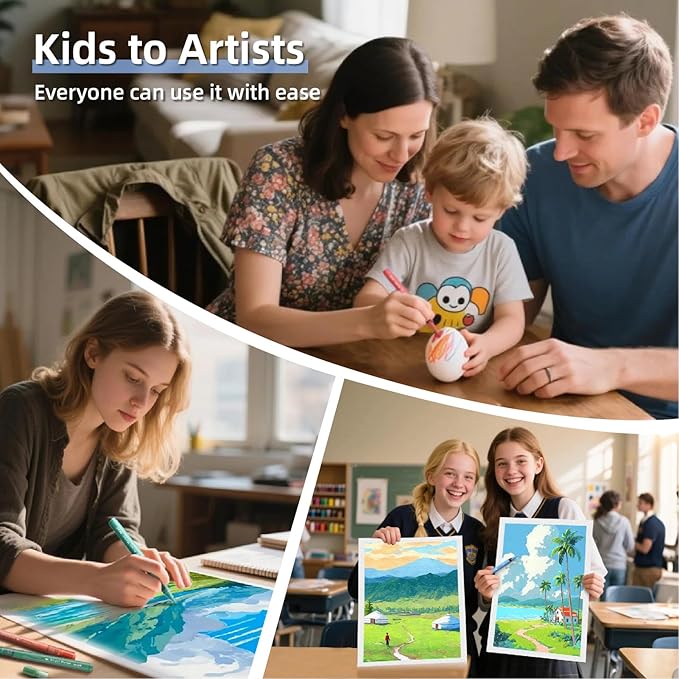 WUO 60 Colors Acrylic Paint Markers (2 Metallic), Automatic Ink Control Brush Tip for Multi-Surface, Water-Based No-Bleed Markers Acrylic Paint Pens for Rock Painting, Wood, Canvas, Glass, DIY Crafts