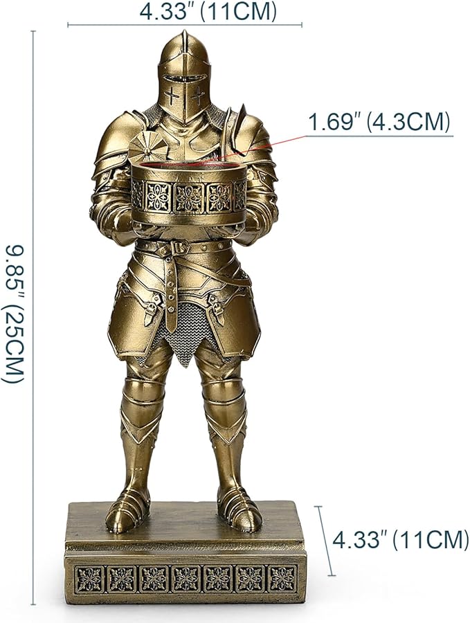 King's Guard Standup Knight Candlestick Holders Resin TeaLight Holder Warrior Mobile Phone Stand Pen Holder Candle Holder for Restaurant, Altar, Home Table(Bronze)