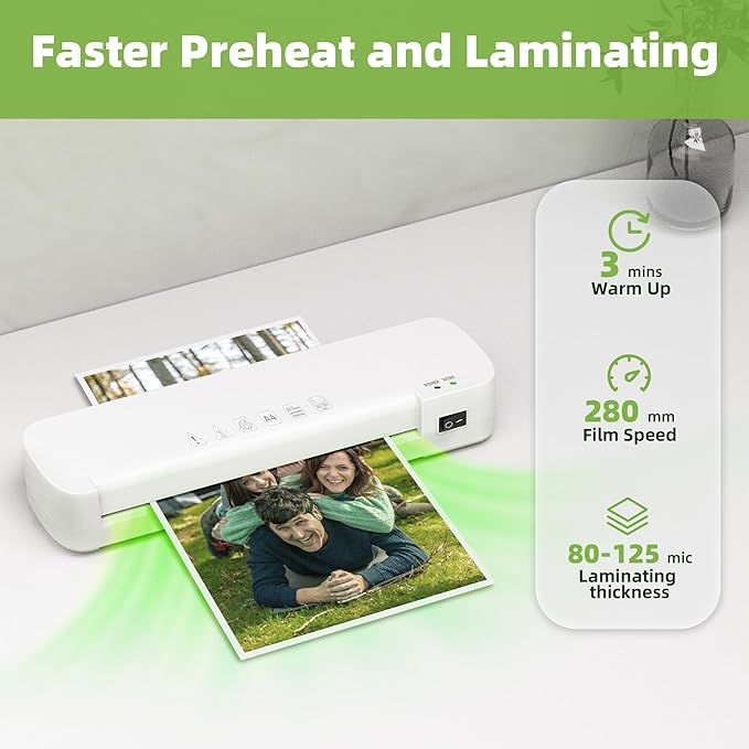 Laminator Machine with 40 Laminating Sheets, Thermal Laminator with Paper Trimmer & Corner Rounder, Laminating Kit for Home Office School and Class, White