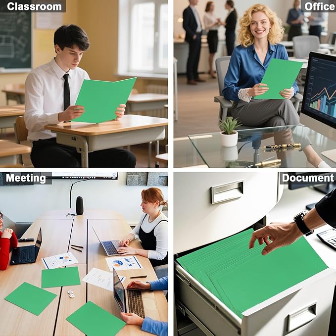 Folders with Pockets, LAYZZ 60 Pack Paper Pocket Folders, 2 Pocket File folders Fits Letter Size Paper, for School Office and Home (Green)