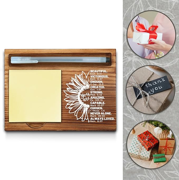 Christian Bible Verse Sticky Note Holder, Religious Note Holder, Christian Encouragement Inspirational Gifts for Women, Men, Coworkers, Friends, Self-Stick Note Pad Holders WPP21