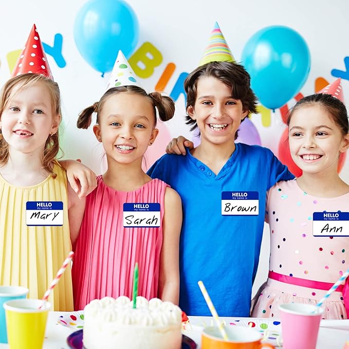 Zacool 480 Pcs Name Tag Stickers (3"x 2") Blue Hello My Name is Stickers Identification Badges, Easy Peel and Stick Name Tags for Themed Party, Family, Home, School, Office, Conferences