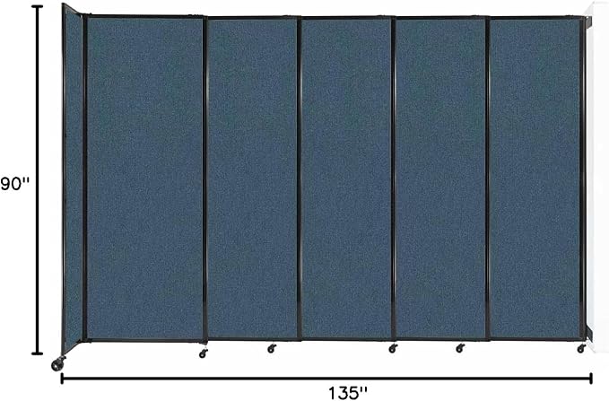 Wall-Mounted Sliding StraightWall Room Divider | Adjustable Widths | Locking Wheels | Room Separator | Up to 11'3" Wide x 7'6" Tall Caribbean Fabric Panels