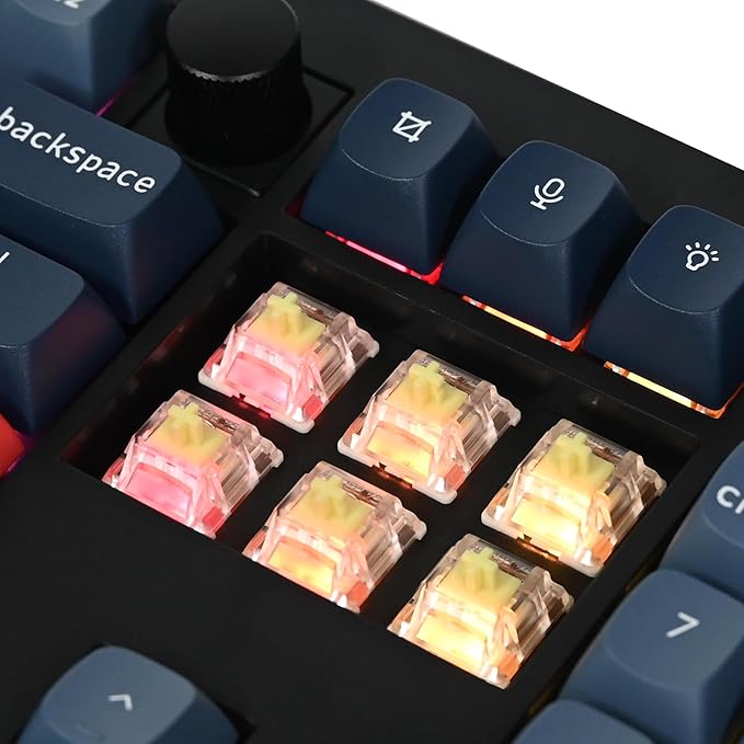 Keychron V6 Max Wireless Custom Mechanical Keyboard, 2.4 GHz Bluetooth QMK Full-Size Layout RGB with Hot-swappable Gateron Banana Switch Compatible with Mac Windows Linux