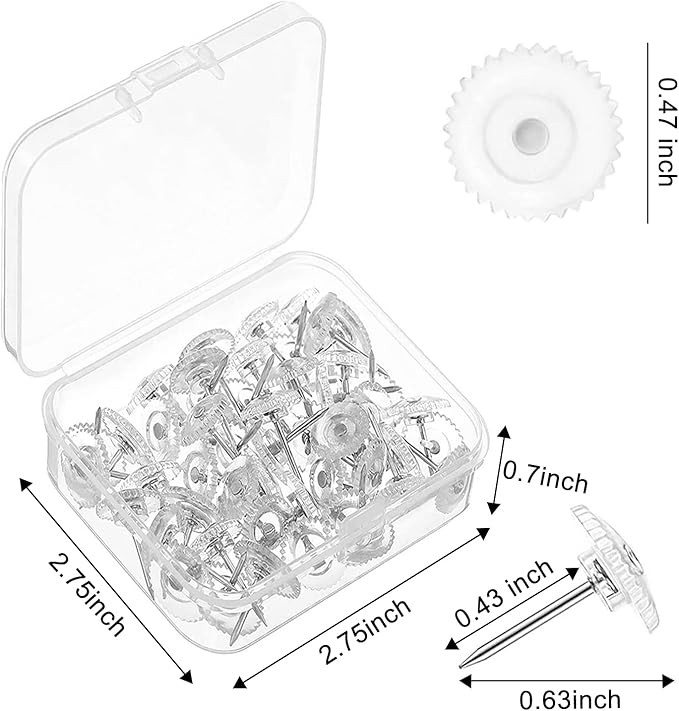 Lunies 50 PCS Clear Push Pins for Bulletin Board, Thumb Tacks for Wall Hanging, Decorative Push Pins for Cork Board, Wall Tacks for Picture
