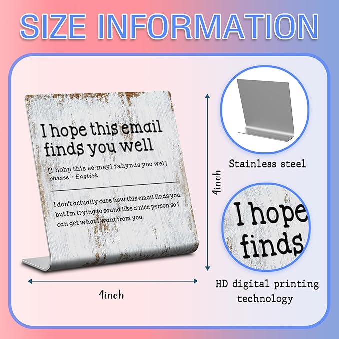 I Hope This Email Finds You Well Definition Plaque, Humorous Office Decor Gift for Coworkers, Small Cute Gifts for Colleagues, XUV116