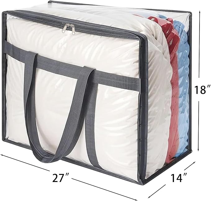 110L Large Capacity Clear Storage Bags with Zipper for Comforters, Blankets, Bedding, Quilts, Pillows – Plastic Storage Bags for Organizing Seasonal Clothes and Household Items