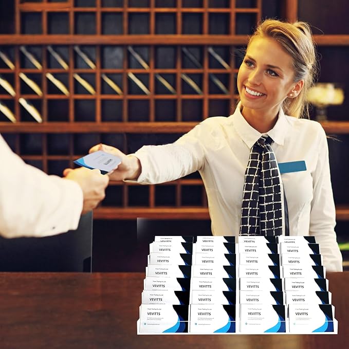 Acrylic Business Card Holder for Desk Multiple Business Card Holders 28 Slot 7 Tier Large Business Card Organizer Business Card Display Rack Clear Plastic Business Card Stand for Home Office