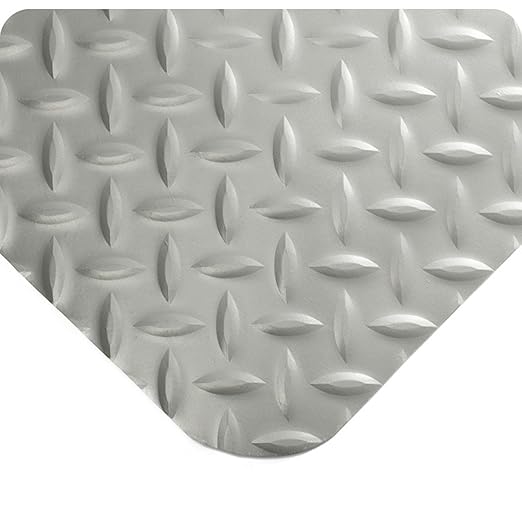 Wearwell 414.1516x2x68GY Diamond-Plate SpongeCote UltraSoft Mat, 68' Length x 2' Width x 15/16" Thick, Gray