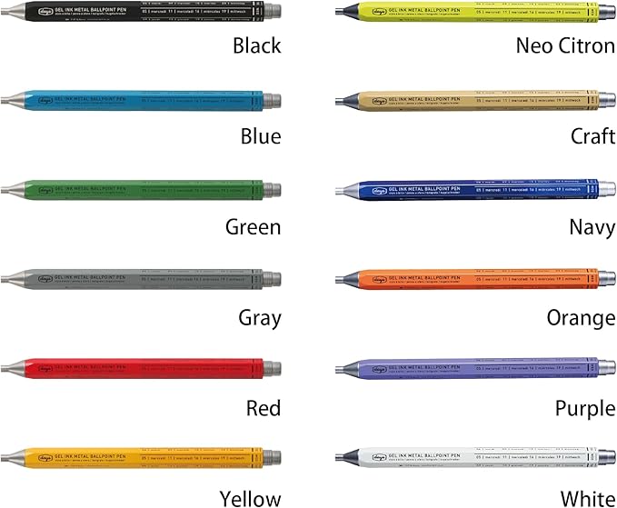 MARK'STYLE days, Gel Ink Metal Ballpoint Pen - 0.5mm Retractable Black Ink, Retro styling Light Weigh Pen, Made in Japan- Perfect for School, Office, and Journaling (Black)