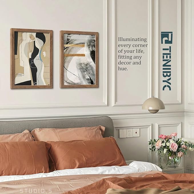 12x18 Walnut Picture Frame Set of 3 with HD Glass - Natural Brown, Solid Wood Poster Frame, Wall Hanging