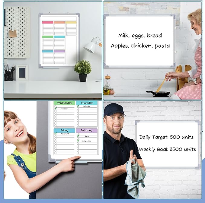 Lincia Magnetic to Do List Whiteboard for Wall, Weekly Dry Erase Board, Hanging Double-Side White Board Calendar for Planning Drawing Memo Home Office Kitchen (16" X 12",White)