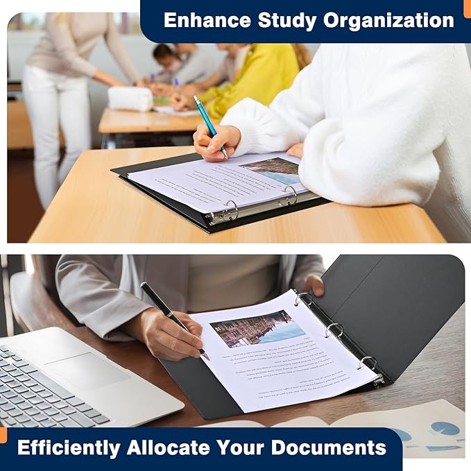 1-inch 3 Ring Binder with 2 Interior Pockets, 1'' Basic Binders Holds US Letter Size 8.5'' x 11'' Paper - Versatile Binders for Office, Home, and School Use, 6 Pack (Black)