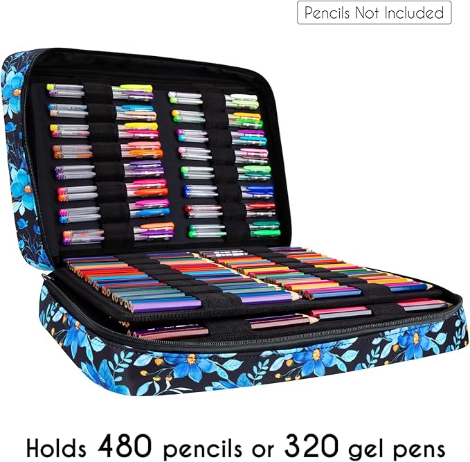 YOUSHARES Big Capacity Colored Pencil Case - 480 Slots large Pen Case Organizer with Multilayer Holder for Prismacolor Colored Pencils & Gel Pen (Orchid)