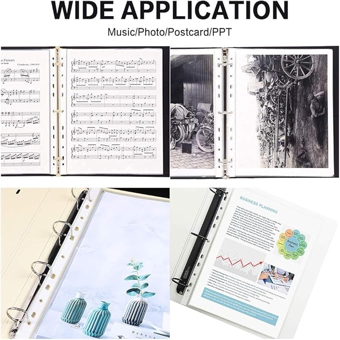 Sheet Protectors, HERKKA 800 Pack Heavy Duty Clear Plastic Page Protectors Sheet Reinforced 11-Hole Fit for 3 Ring Binder Fits Standard 8.5 x 11 Paper, 9.25 x 11.25 Top Loaded, Acid Free