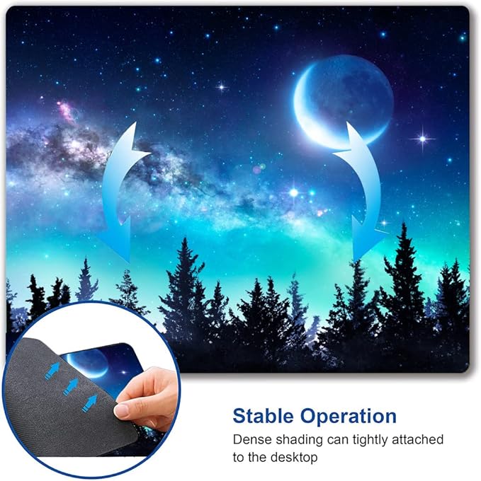 Hokafenle Mouse Pad, Square Personalized Computer Mouse Pads with Forest Moon Design, Washable Mouse Mat, Gaming Office Home Non-Slip Rubber Base Mousepad