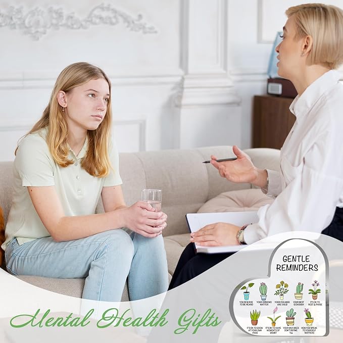 Gentle Reminders Decor, Positive Affirmations Desktop Art Decorations for Home Therapy Office School Counselling Office Mental Health Awareness Gifts