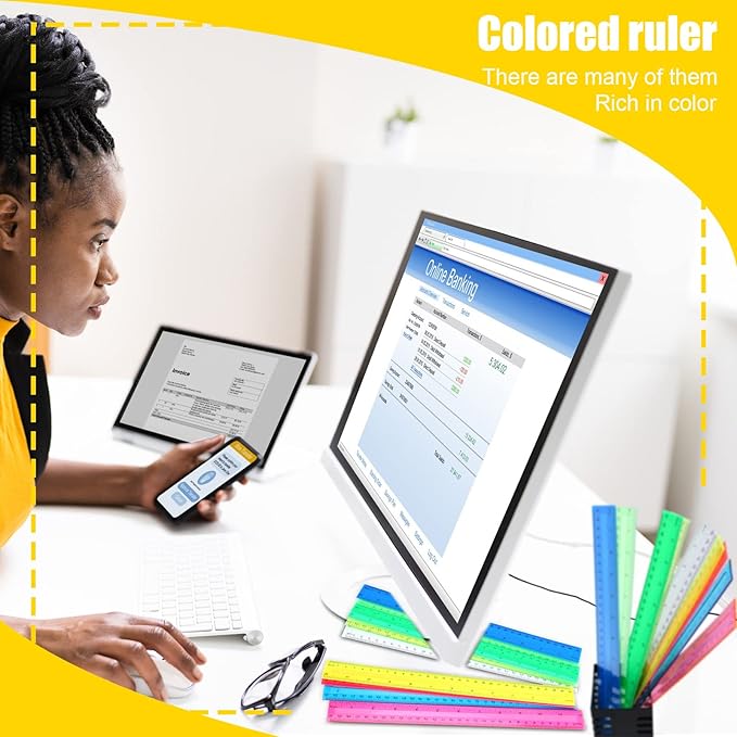 Panelee 108 Packs 12 Inch Plastic Ruler - Color Transparent, Assorted Colors, Metric Clear With Inches and Centimeters for Kids, School, Home, Classroom, Office - Back to School Gifts Supplies