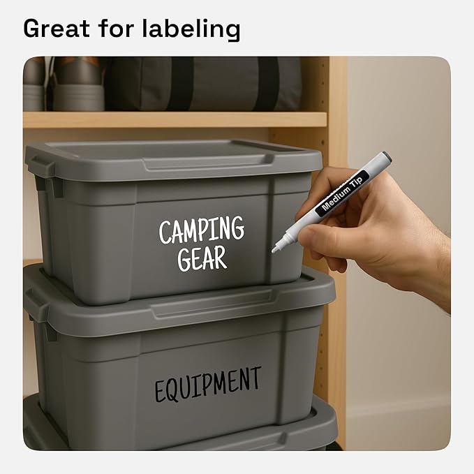 ARTISTRO 2 Black & White Permanent Marker - Waterproof Markers for Tire, Fabric, Rocks, Glass, Ceramic, Wood, Paper - Oil Based Paint Pens - Medium Tip 3mm