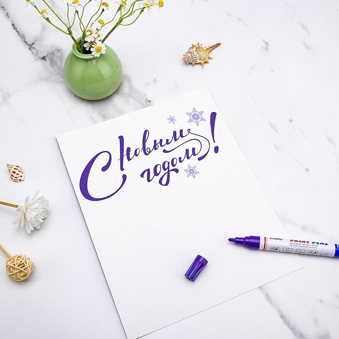 Purple Paint Markers, 8 Pack Oil-Based Waterproof Quick Dry Permanent Paint Pen Set for Rocks Painting, Wood, Fabric, Plastic, Canvas, Glass, Mugs, Metal, Tire, Stone, DIY Craft