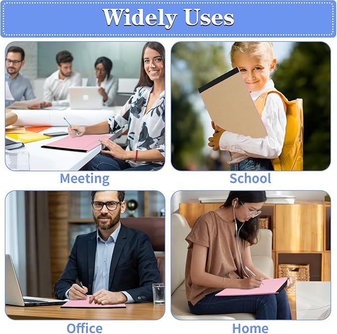 WINKIO Colored Legal Pads, 3 Pack Writing Pads 8.5 x 11 inch, Micro Perforated Notebooks with Sturdy Back, Wide Ruled, 30 Sheets Per Writing Pad for School, College, Office, Professional (Pink)