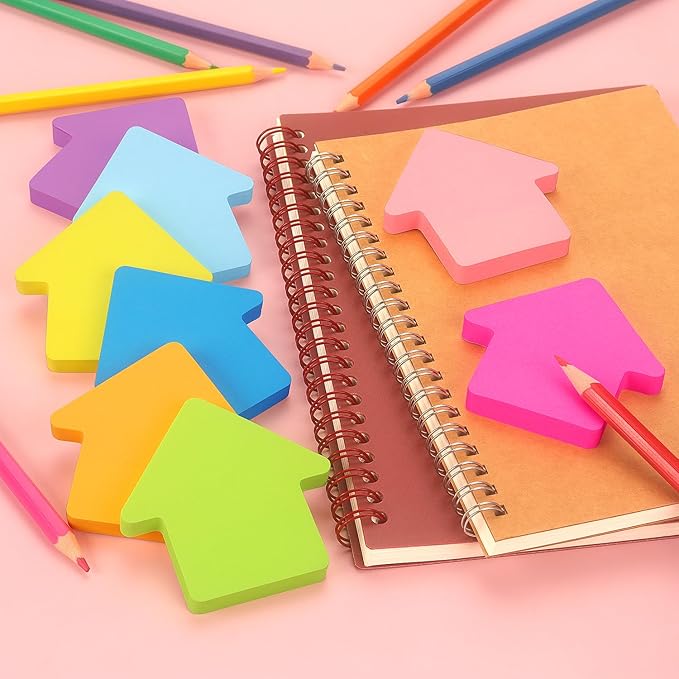Arrow Shape Sticky Notes 8 Color Bright Colorful Sticky Pad 75 Sheets/Pad Self-Sticky Note Pads (8 Pads)