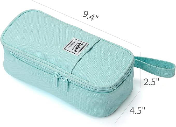 Pencil Case Pouch Box Bag School Supplies Girls Boys Kids, Cute Preppy Stuff Large Big Capacity Aesthetic Pen Organizer, Back to College Stationary, Powder Blue, Classic Stlye, 1800ml