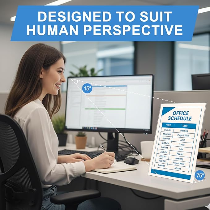 EHWINE 12 Pack Acrylic Sign Holder 8.5 x 11, L Shape Clear Plastic Display Stand, Slanted Back Picture Frame Menu Flyer Paper Display Stand up Table Top Sign Holders for Restaurant, Office and School