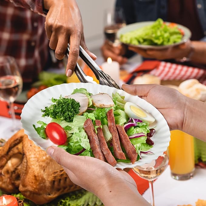 JOLLY PARTY 8.5 inch Paper Plates Uncoated,600 Count Everyday Disposable Plates, Light Weight Paper Plates White, Round Dinner Plates, Large Plate Lunch, for Home and Office