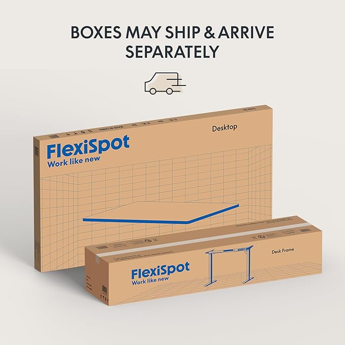 FLEXISPOT EN2 Whole-Piece Standing Desk with Clamp Power Strip, 55 x 28 Electric Stand Up Height Adjustable Desk with Cable Management (White Frame + 55" Rustic Brown Desktop, 2 Packages)