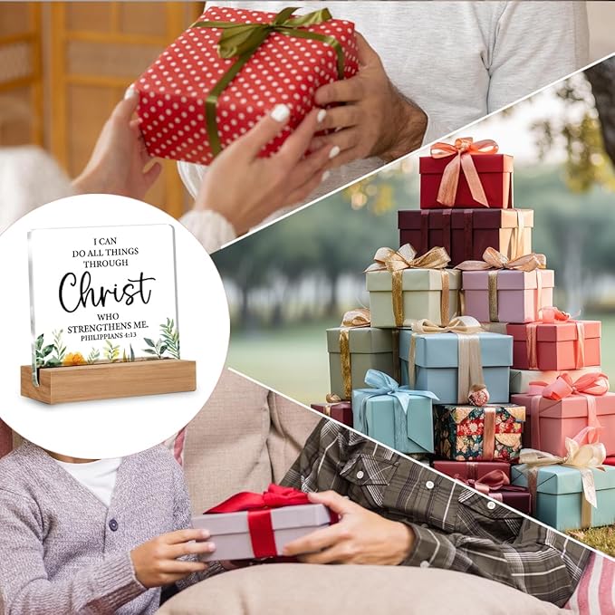 Christian Gifts for Women Men, Inspirational Religious Gifts for Christian Women, Bible Verse Decor Desk Signs Plaque