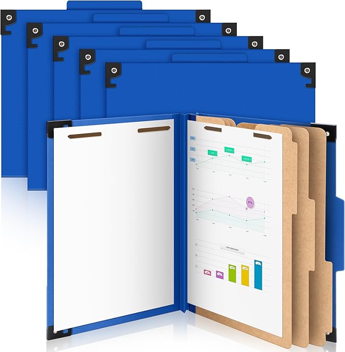 Henoyso 10 Pcs Hanging Classification Folders 3 Dividers Letter Size File Classification Folders 2 Expansion with Fastener Top Tab Organizer Blue Heavy Duty Organizer for Teacher Office Medical