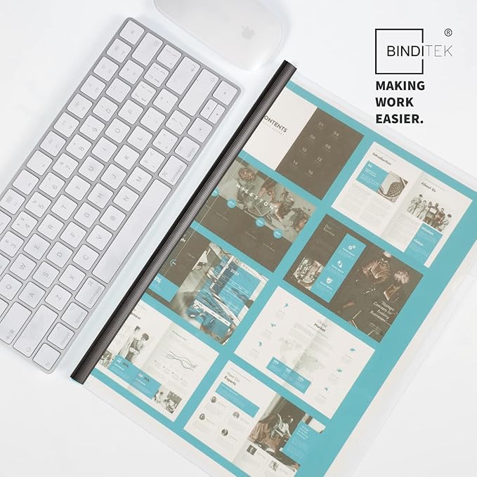 Binditek 100 Pack Clear Report Covers with 9mm Sliding Bars, 70 Sheet Capacity, Black and White Binding Bars, Letter Size, for Students and Coworkers