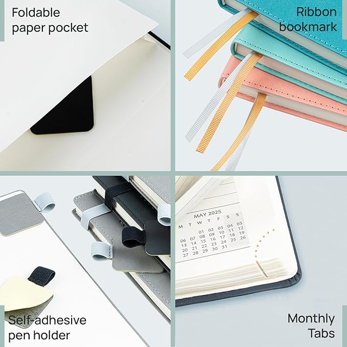 POPRUN Planner 2025-2026 (Medium - 6.5'' x 8.5'') Academic Weekly Calendar (July 2025 - June 2026) with Hourly Time Slots, Monthly Tabs, 100GSM Thick Papers, Leather Soft Cover - Night Sky Blue