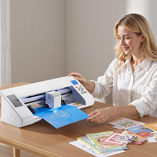 VEVOR Cutting Machine, Automatic Edge Detection Vinyl Cutter Machine with Design Software and Materials, Compatible with Multiple File Formats, for Creating Customized DIY Crafts, Cards, Stickers