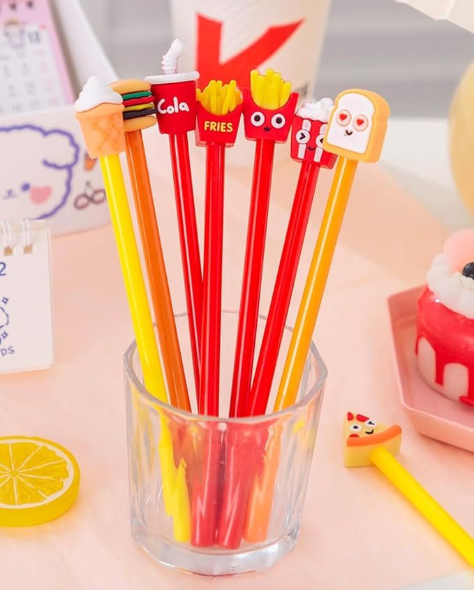 Cute Food Gel Ink Pens - 40 Pcs Fun, Kawaii Pens, 0.5 mm Black Ink, Ideal for Kids, School & Office Supplies (Food-01)