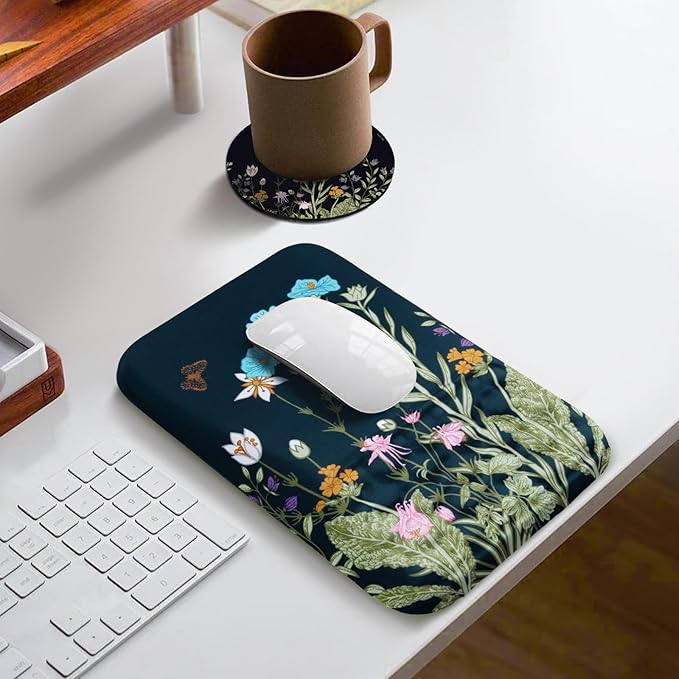 Ospelelf Mouse Pad with Wrist Rest Floral Ergonomic Comfortable Pain Relief Mousepad Wrist Support for Computer Office